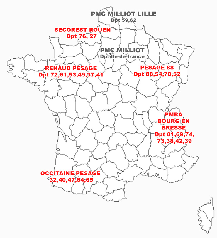 carte de notre réseau de partenaire